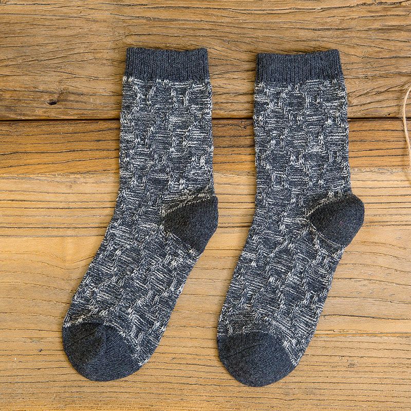 ECAO Men Socks Autumn Winter Retro Thick Line Socks
